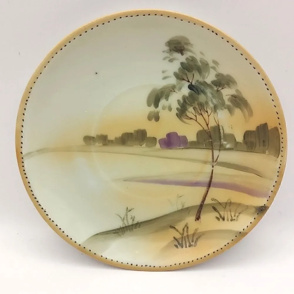 Antique Hand Painted Nippon Saucers Set of 6